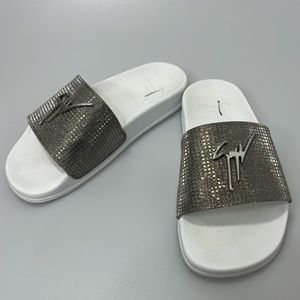 Giuseppe Zanotti Lilium Silver/White Sandals Women’s EU 37/US 7 $325